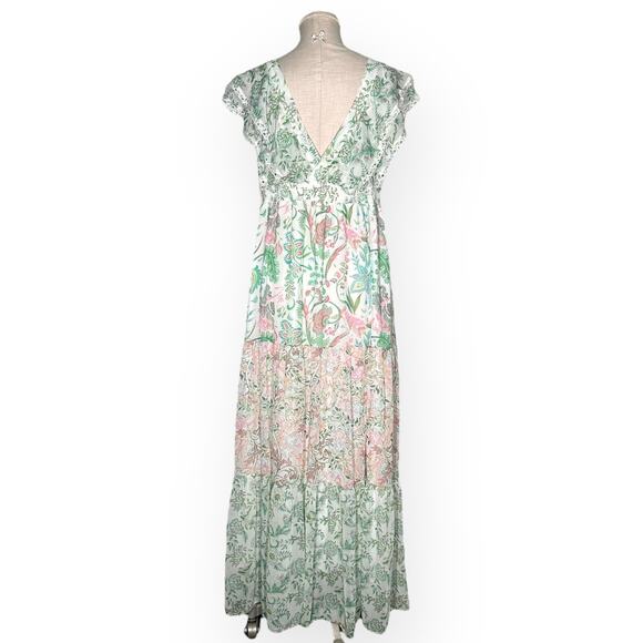 HOUSE OF HARLOW PaisleyTiered Maxi Dress Fairy Beach Boho V-Back Cottagecore - Picture 9 of 13